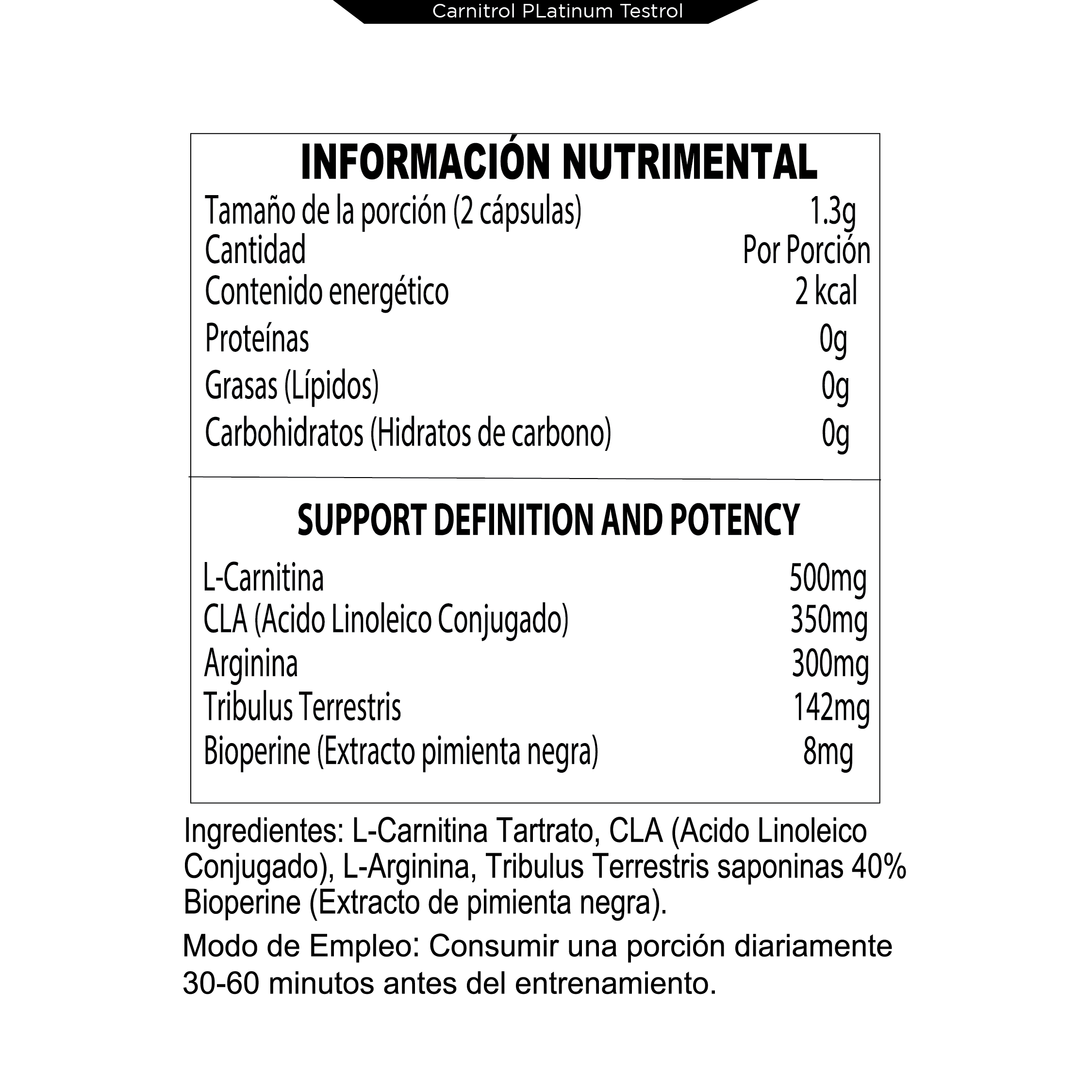 Foto 3 pulgar | Carnitrol Platinum 90 Cápsulas
