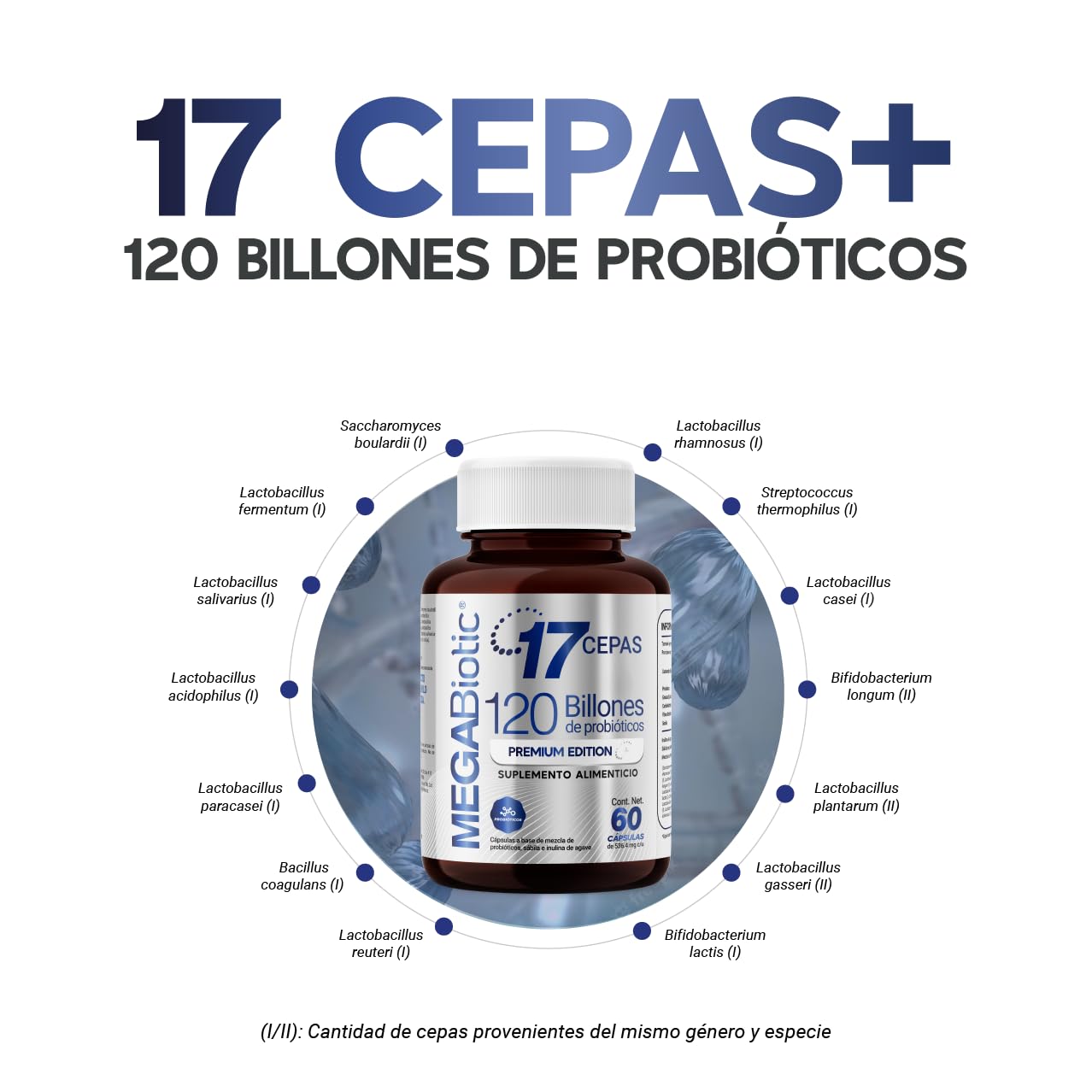 Foto 4 pulgar | Suplemento Alimenticio 120 Billones Probioticos Y Prebiotico 17 Cepas Premium 60 Capsulas
