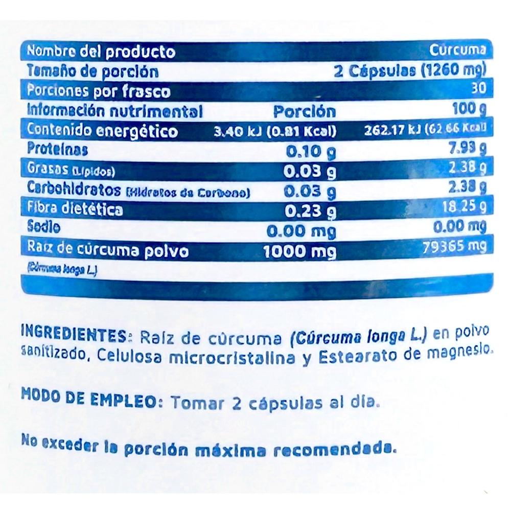 Foto 3 pulgar | Suplemento Alimenticio Vidanat Cúrcuma 500 MG 60 Cápsulas