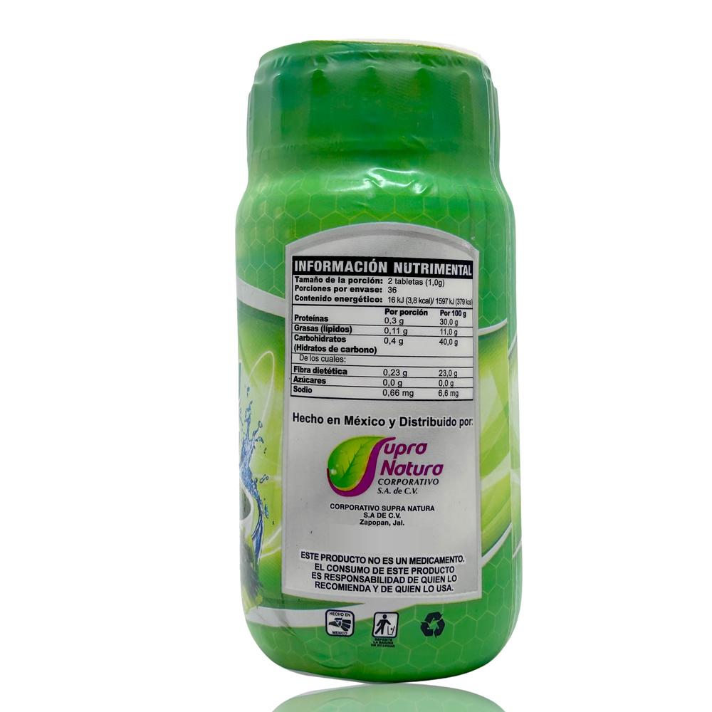 Foto 5 pulgar | Suplemento Alimenticio Supra Spiru Tabs Spirulina y Clorofila 72 Tabletas 500 MG