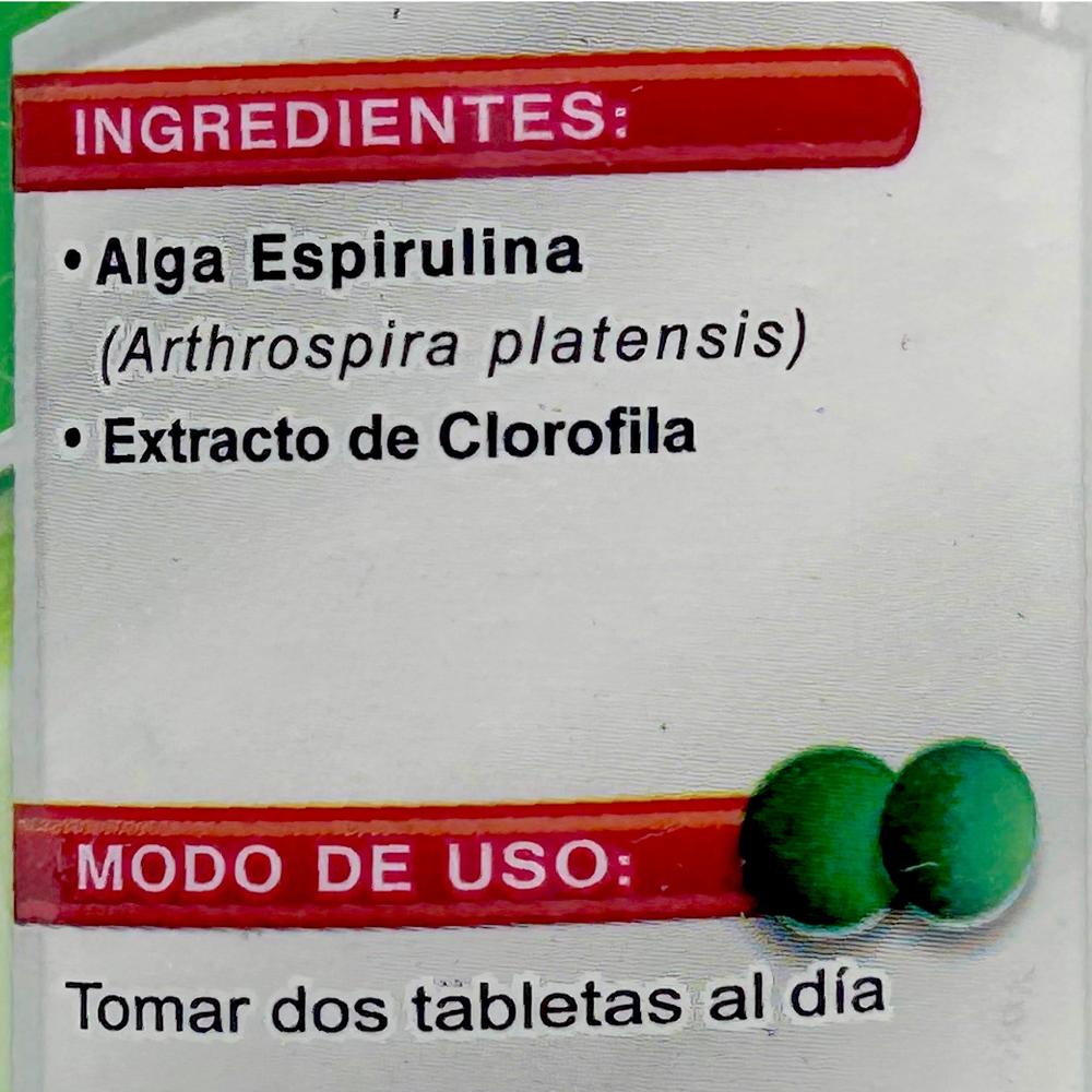 Foto 5 | Suplemento Alimenticio Supra Spiru Tabs Spirulina y Clorofila 72 Tabletas 500 MG