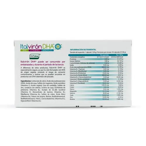 Foto 3 pulgar | Suplemento Alimenticio Italviron Dha 30 Cápsulas