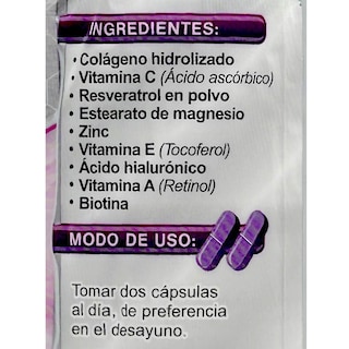 Foto 5 | Suplemento Alimenticio Supra Collagen SKN con Colágeno Hidrolizado Biotina y Resveratrol en Cápsulas
