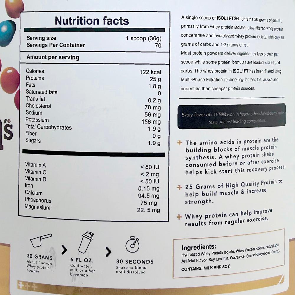 Foto 2 | Premium Whey Protein Isolate Lunetas 70 Serv L1ft