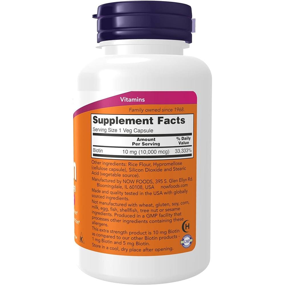 Foto 3 pulgar | Suplemento Alimenticio Now Biotin con 120 Cápsulas