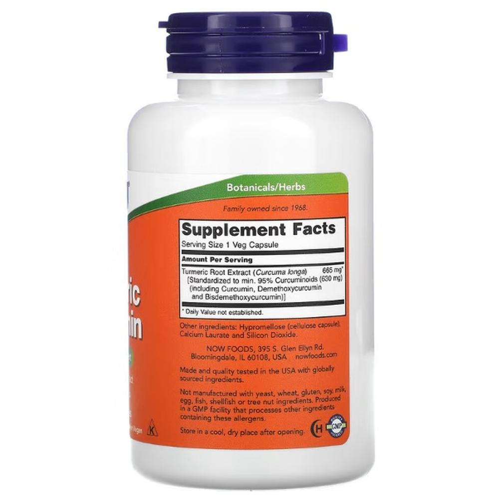 Foto 3 pulgar | Suplemento Alimenticio Now Turmeric Curcumin 60 Cápsulas
