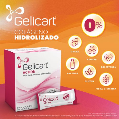 Foto 3 pulgar | Colágeno Hidrolizado Gelicart Action 30 Sobres de 20 mg C/U