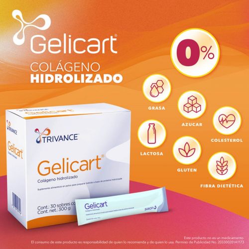 Foto 3 pulgar | Colágeno Hidrolizado Gelicart 30 Sobres de 10 g C/U