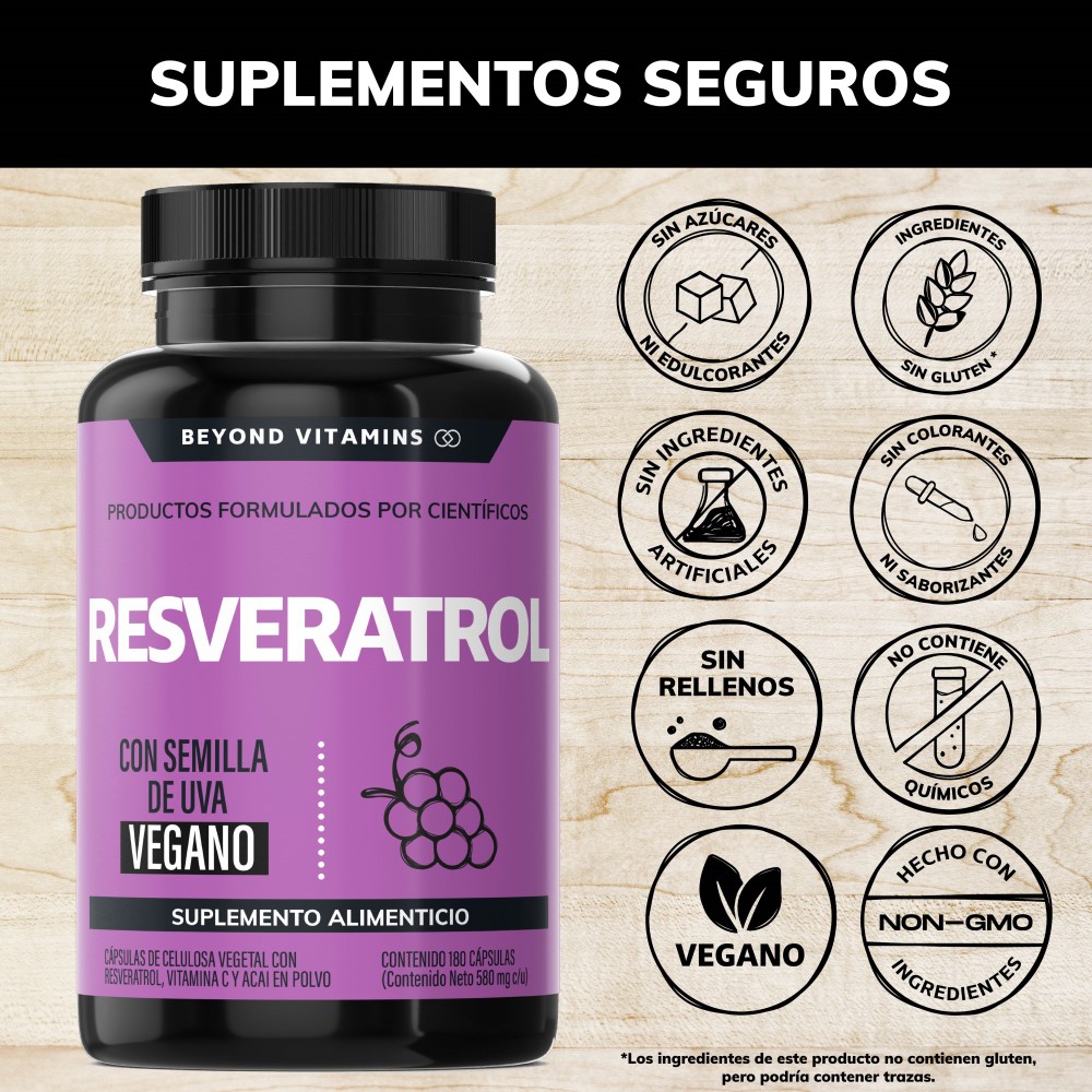 Foto 4 pulgar | Suplemento Alimenticio Beyond Vitamins Resveratrol 180 Cápsulas