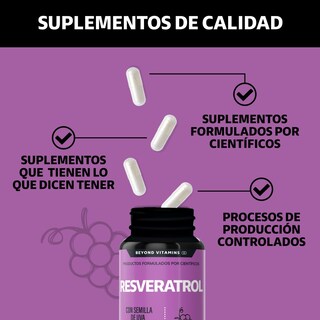 Foto 4 | Suplemento Alimenticio Beyond Vitamins Resveratrol 180 Cápsulas