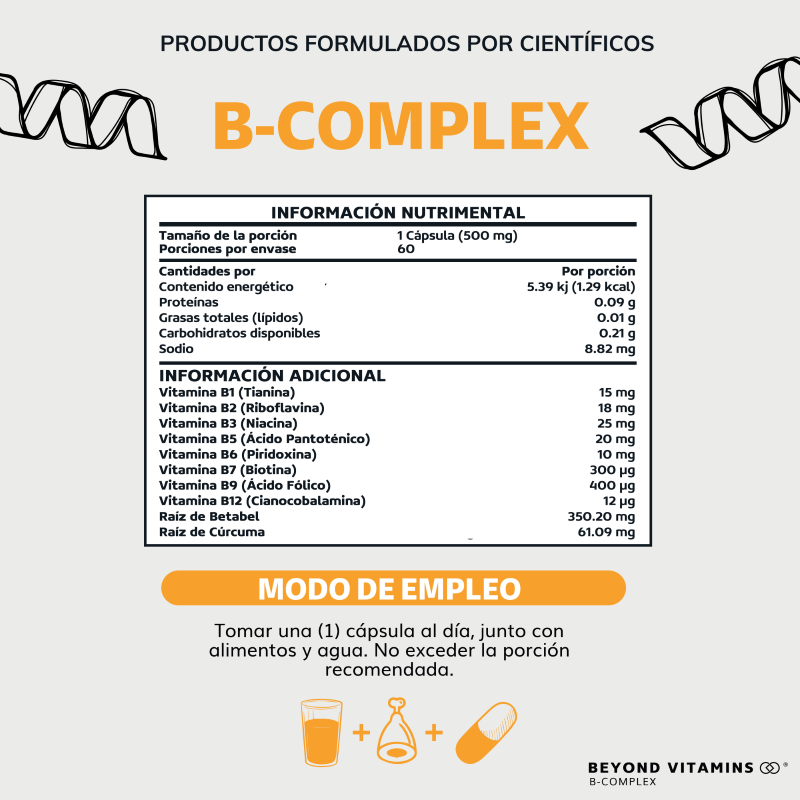 Foto 3 pulgar | Suplemento Alimenticio Beyond Vitamins Vitaminas Complejo B 60 Cápsulas