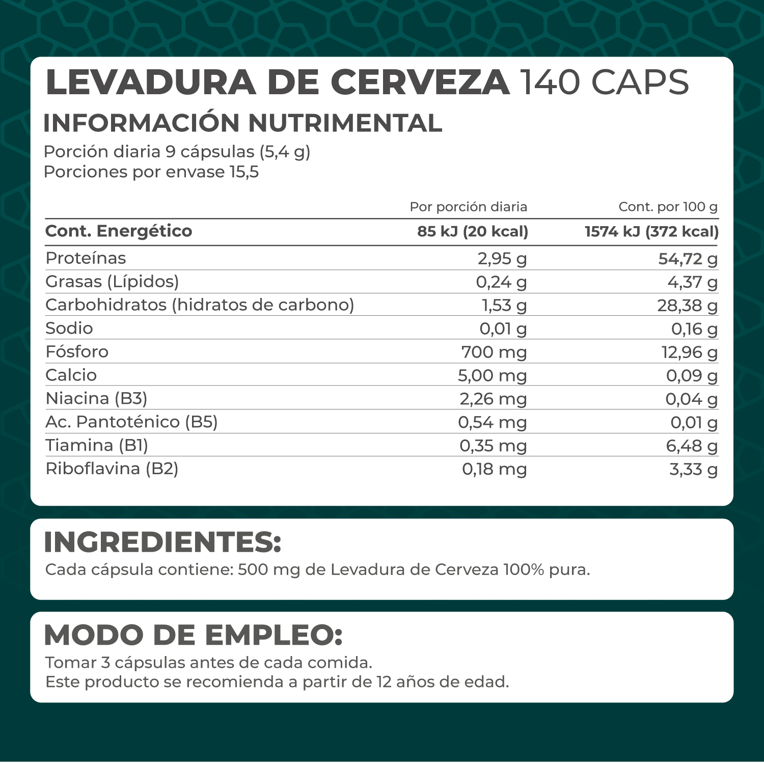 Foto 5 pulgar | Levadura de Cerveza Pronat PN-1498 140 Cápsulas de 600 mg C/U
