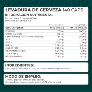 Foto 4 | Levadura de Cerveza Pronat PN-1498 140 Cápsulas de 600 mg C/U