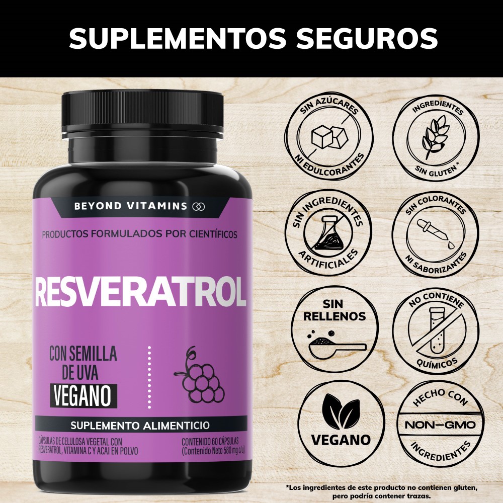 Foto 4 pulgar | Suplemento Alimenticio Beyond Vitamins Resveratrol 60 Cápsulas