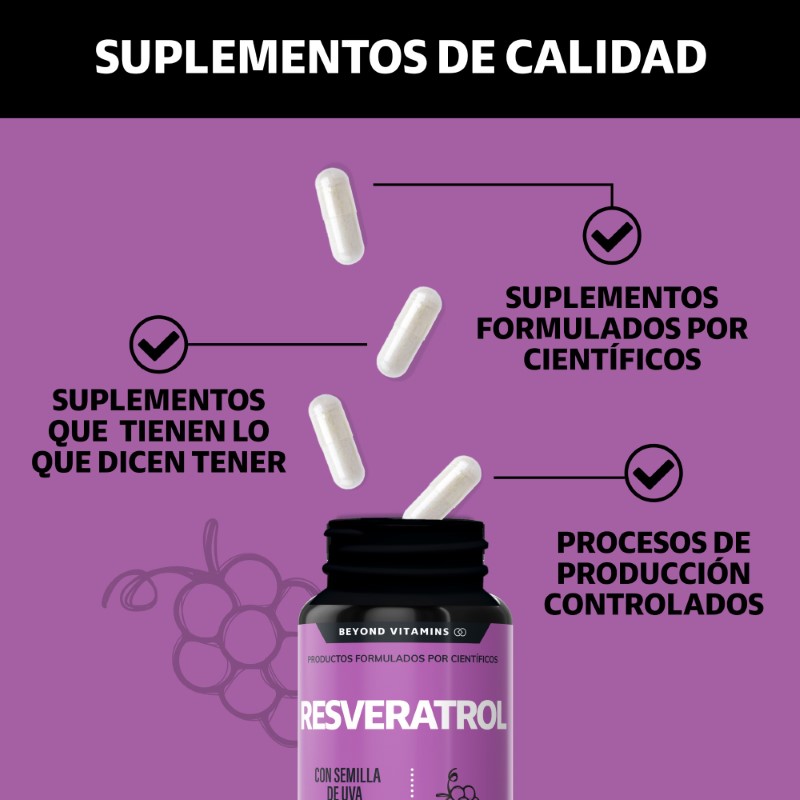 Foto 5 pulgar | Suplemento Alimenticio Beyond Vitamins Resveratrol 60 Cápsulas