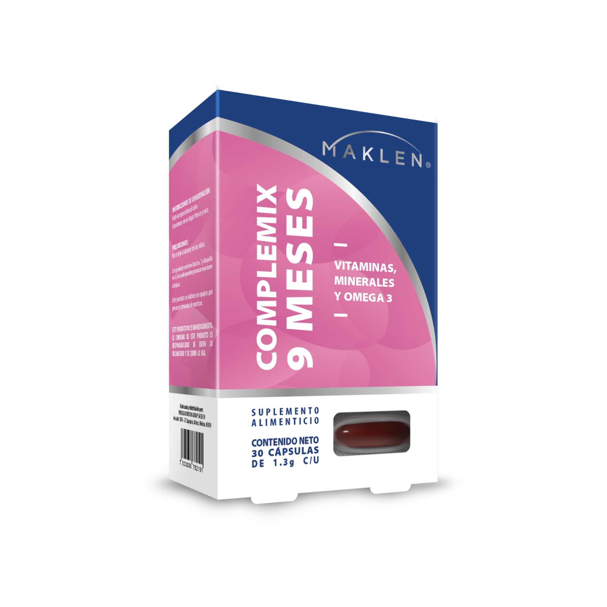 Suplemento Alimenticio Maklen Complemix 9 Meses Nutrición Esencial Durante el Embarazo