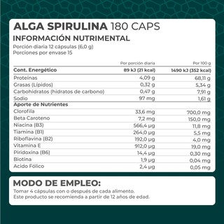 Foto 4 | Alga Spirulina Orgánica Pronat PN-1494 180 Cápsulas de 500 mg C/U