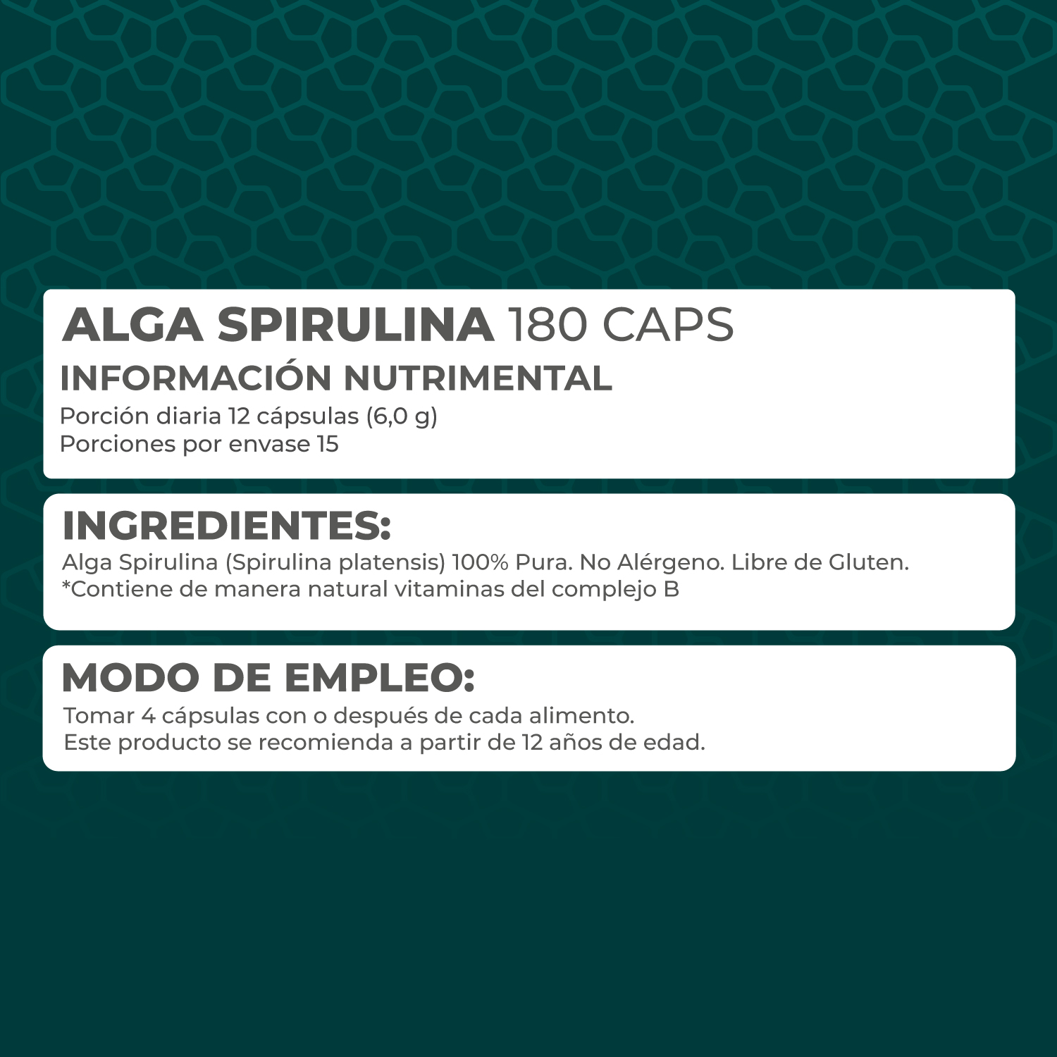Foto 6 pulgar | Alga Spirulina Orgánica Pronat PN-1494 180 Cápsulas de 500 mg C/U