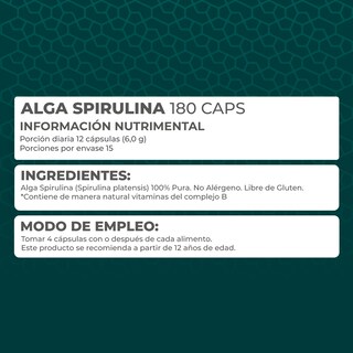 Foto 5 | Alga Spirulina Orgánica Pronat PN-1494 180 Cápsulas de 500 mg C/U