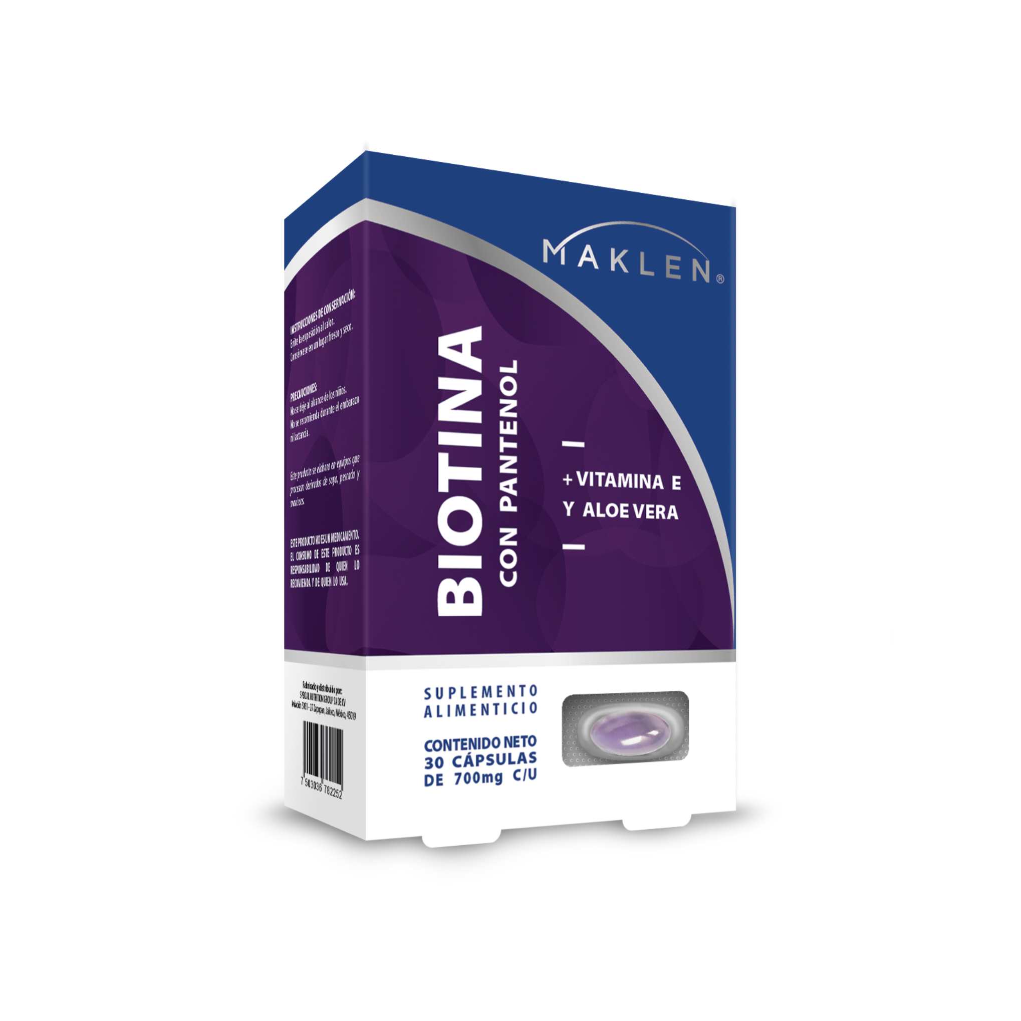 Foto 1 | Suplemento Alimenticio Maklen Biotina Con Pantenol 30 Cápsulas