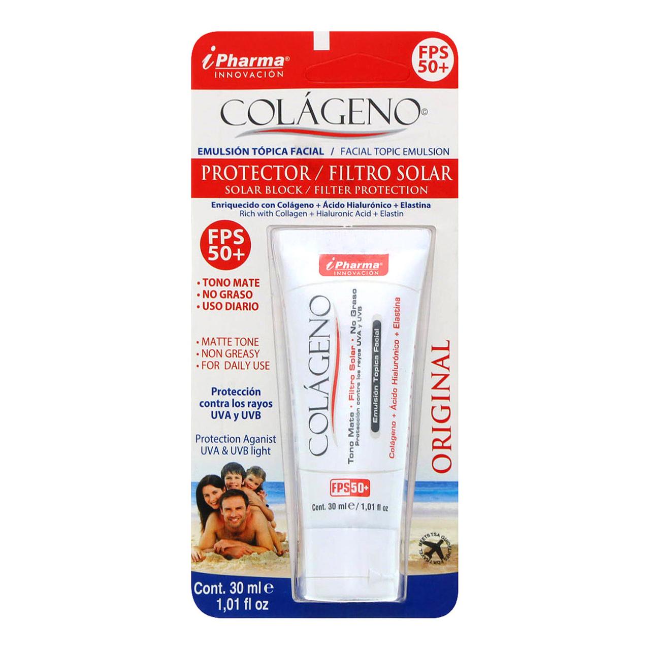 Protector Solar  Con Colágeno Tono Mate FPS 50+ 30 ML No Graso