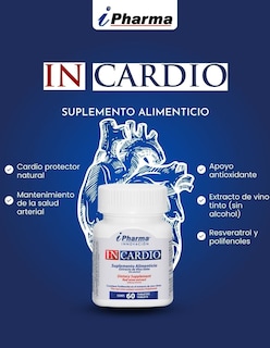 Foto 2 | Suplemento Alimenticio Resveratrol y Polifenoles Alta Concentración Incardio Auxiliar para Disminuir Triglicéri