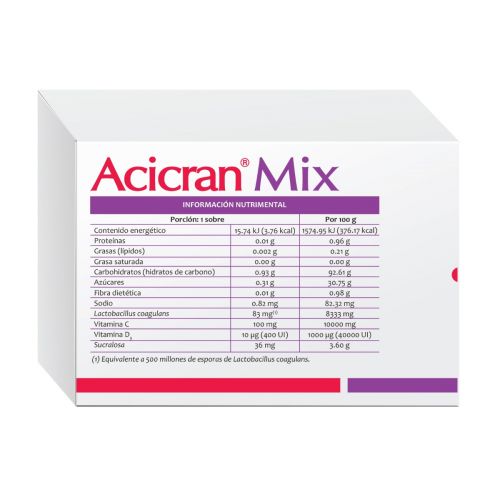 Foto 3 pulgar | Acicran Mix Suplemento Alimenticio 30 Sobres Polvo 1 g