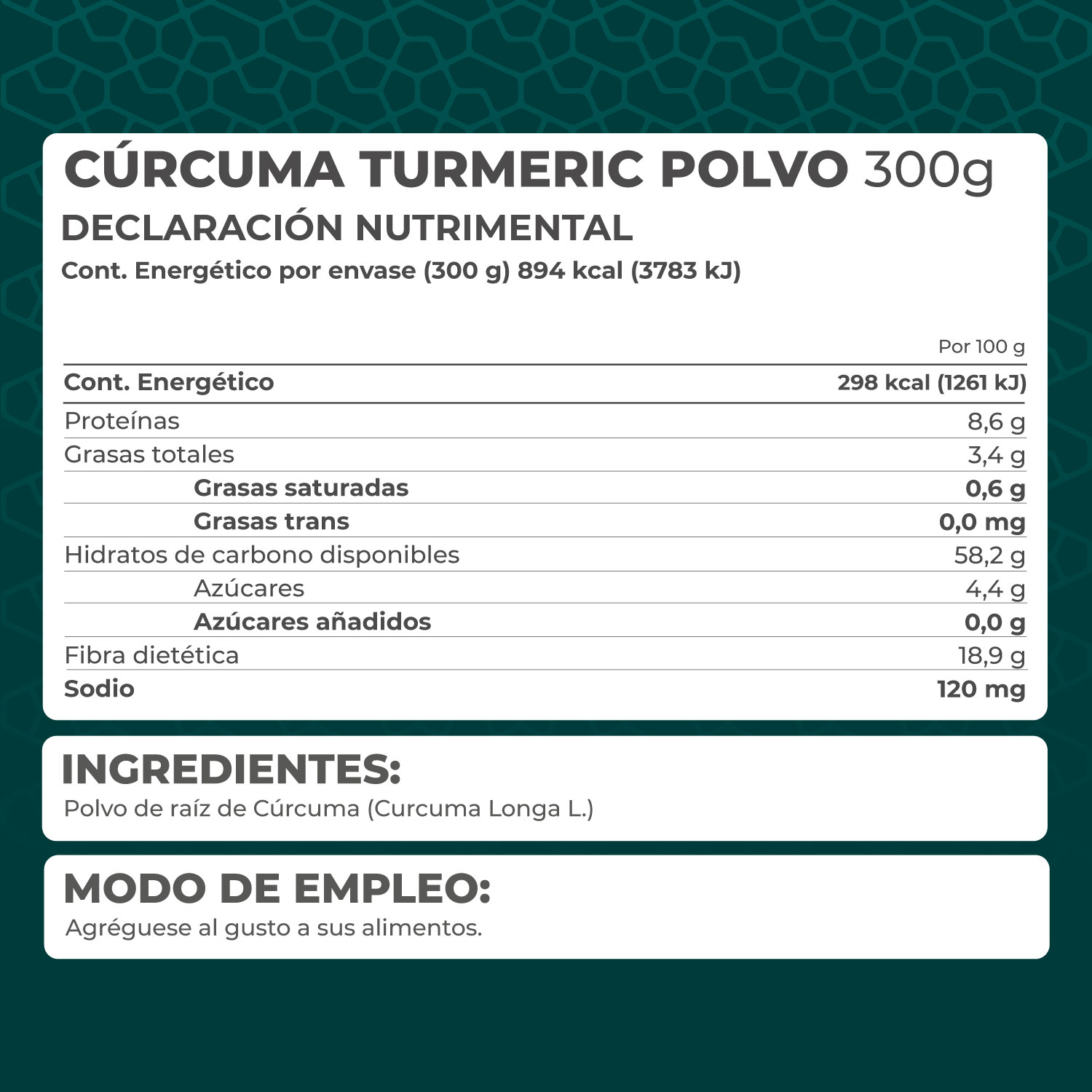 Foto 4 pulgar | Suplemento Curcuma Turmeric En Polvo Pronat 300 G