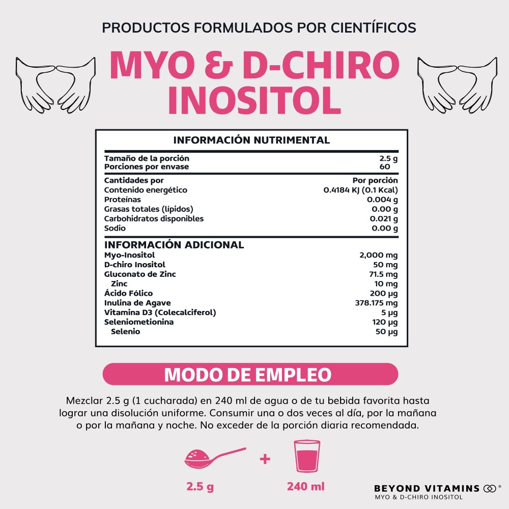 Foto 6 pulgar | Suplemento Alimenticio Beyond Vitamins Myo Y D-chiro Inositol Vegano 150 Gr