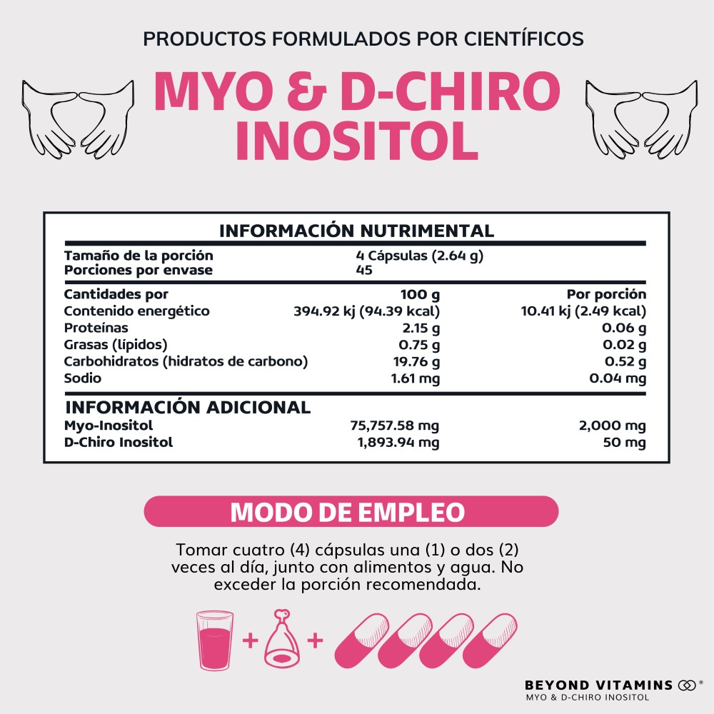 Foto 3 pulgar | Suplemento Alimenticio Beyond Vitamins Myo Y D-chiro Inositol Puro 180 Cápsulas
