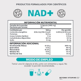 Foto 2 | Suplemento Alimenticio Beyond Vitamins Nicotinamida Ribosa 30 Cápsulas