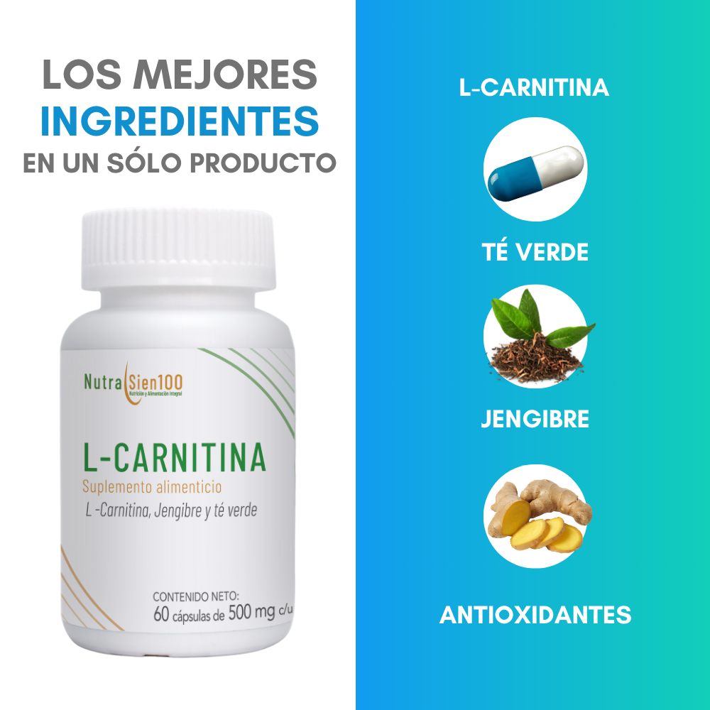 Foto 4 pulgar | Carnitina Cápsulas Con Jengibre Y Té Verde. Termogénico. Nutrasien100. Ingredientes Naturales. 120 Cápsulas
