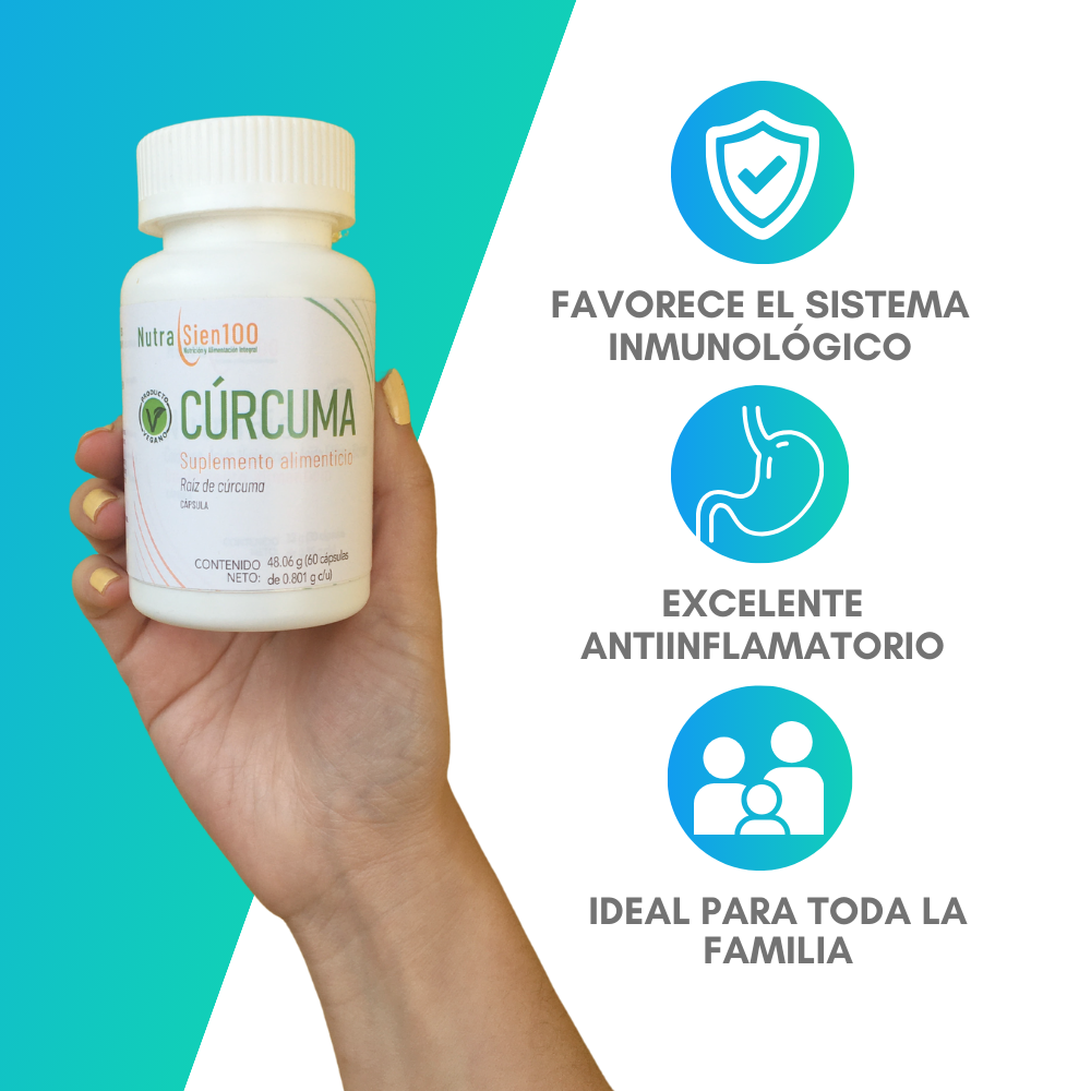 Foto 3 pulgar | Cúrcuma Orgánica Cápsulas Vegano Antiinflamatorio natural Beneficia Sistema Inmune 60Caps
