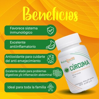 Foto 5 | Cúrcuma Orgánica Cápsulas Vegano Antiinflamatorio natural Beneficia Sistema Inmune 60Caps