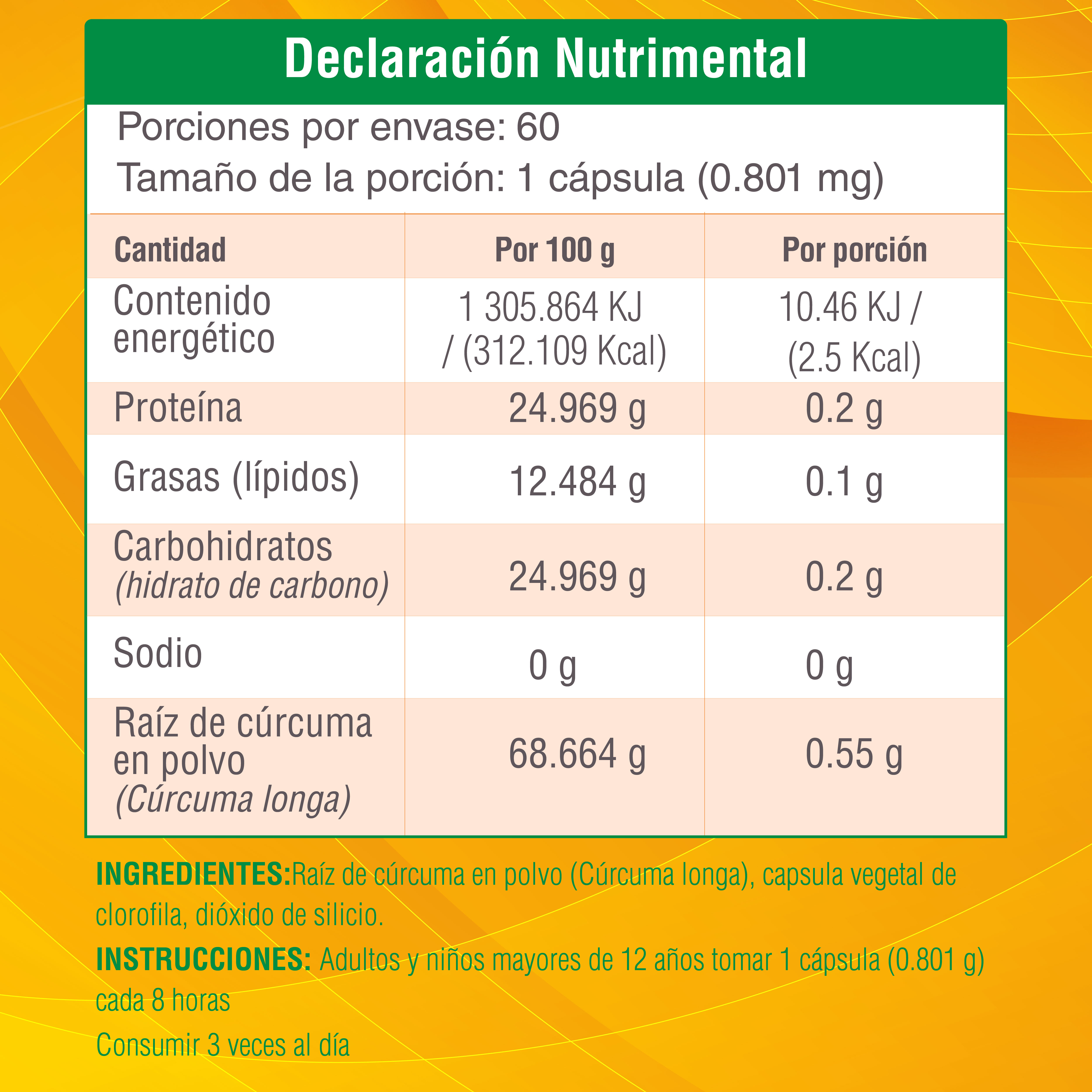 Foto 7 pulgar | Cúrcuma Orgánica Cápsulas Vegano Antiinflamatorio natural Beneficia Sistema Inmune 60Caps