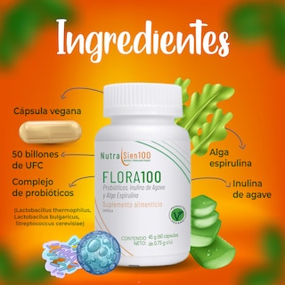 Foto 3 | PROBIÓTICOS 50 Billones y PREBIÓTICOS con fibra natural. Salud digestiva. Nutrasien100. 60 caps.