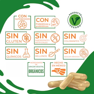 Foto 4 | PROBIÓTICOS 50 Billones y PREBIÓTICOS con fibra natural. Salud digestiva. Nutrasien100. 60 caps.