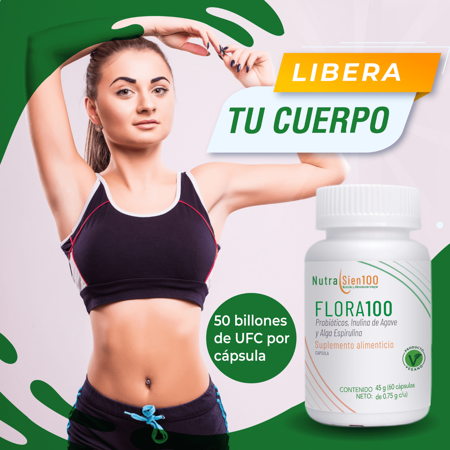 Foto 6 pulgar | PROBIÓTICOS 50 Billones y PREBIÓTICOS con fibra natural. Salud digestiva. Nutrasien100. 60 caps.