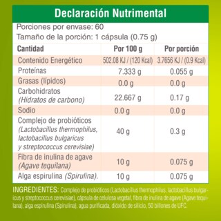 Foto 6 | PROBIÓTICOS 50 Billones y PREBIÓTICOS con fibra natural. Salud digestiva. Nutrasien100. 60 caps.