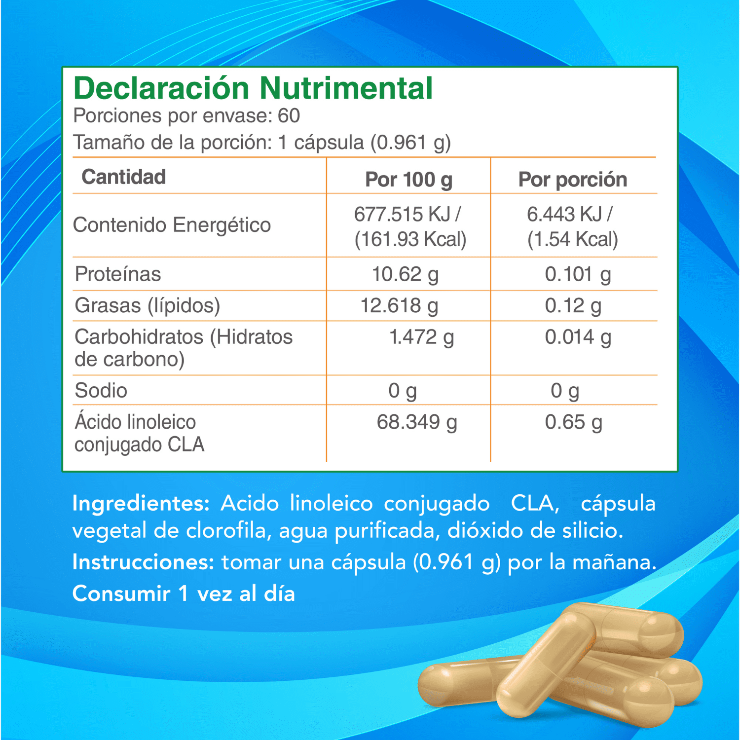 Foto 7 pulgar | Cla Cápsulas 600mg De Ácido Linoleico Conjugado. Keto  Termogénico Suplemento Vegano. 60Caps