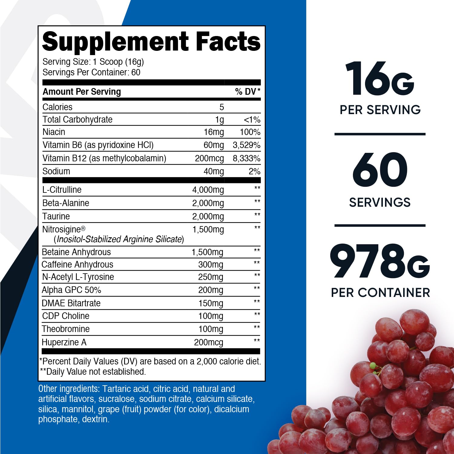 Foto 3 pulgar | Polvo Pre-entrenamiento Nutricost Pre-x Xtreme Grape 60 Porciones - Venta Internacional.