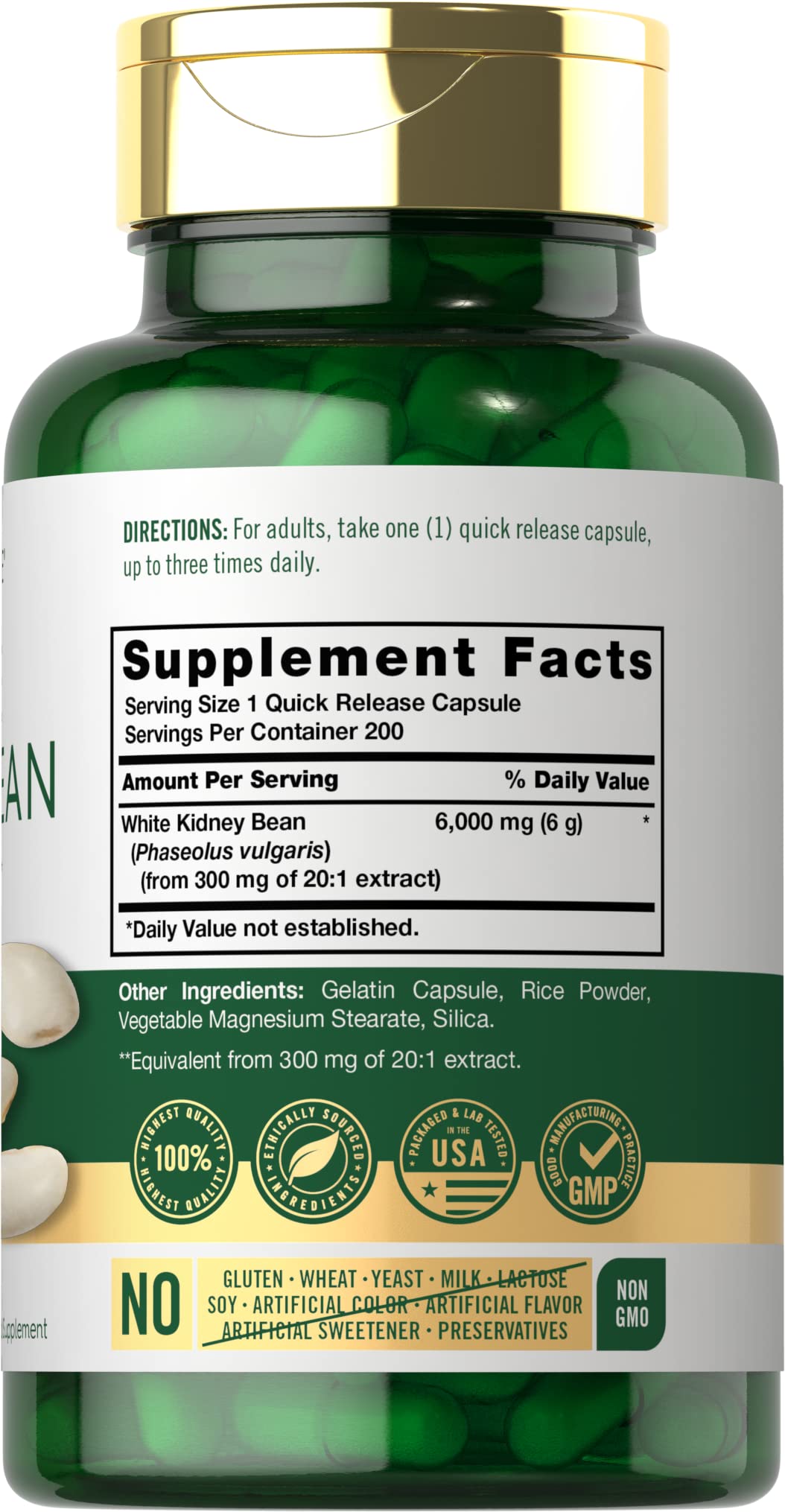 Foto 2 | Suplemento De Extracto De Frijol Blanco Carlyle, 6000 Mg, 200 Cápsulas - Venta Internacional.