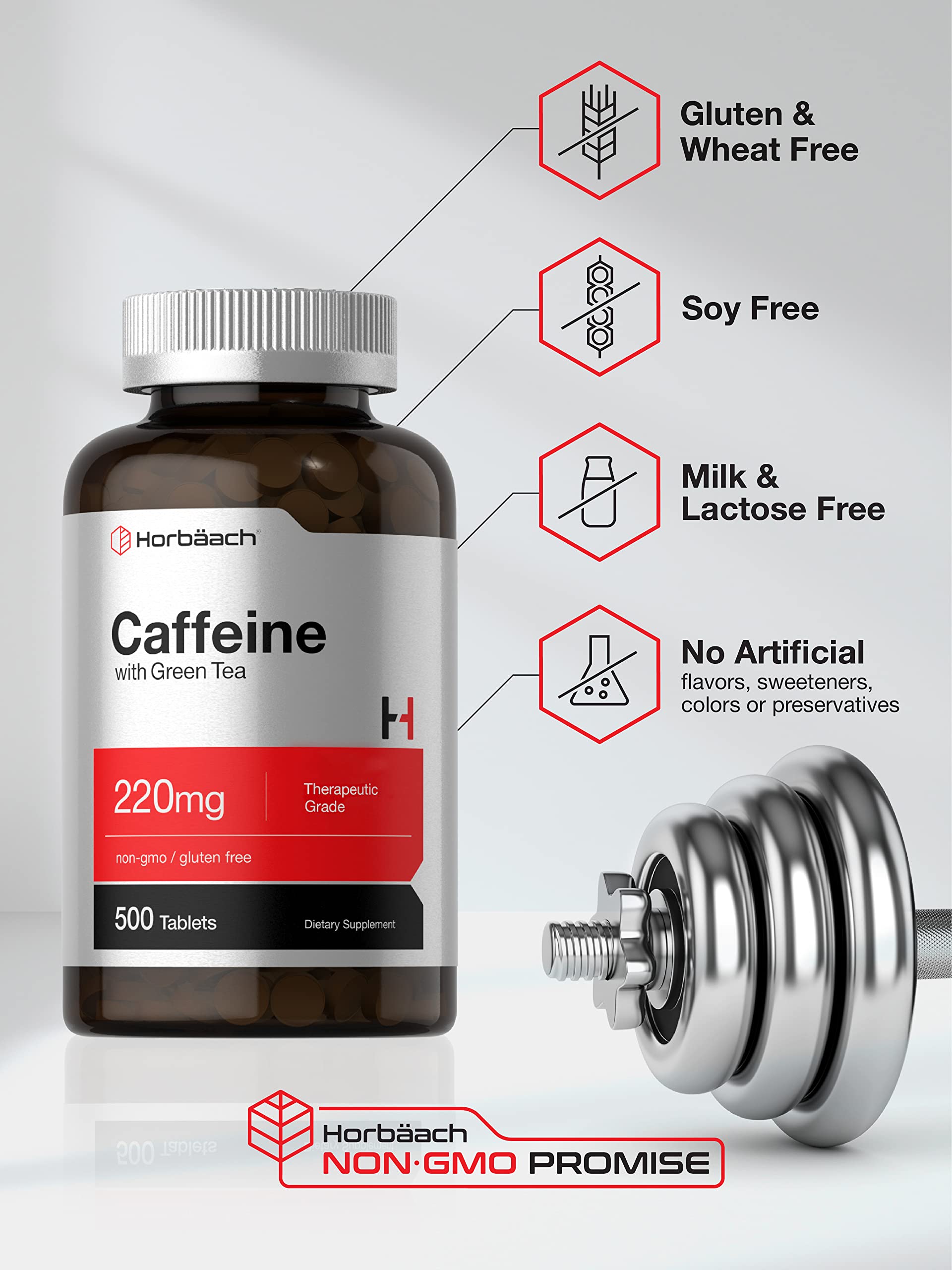 Foto 5 pulgar | Píldoras De Cafeína Horbaach 200 Mg Con Té Verde 500 Tabletas - Venta Internacional.