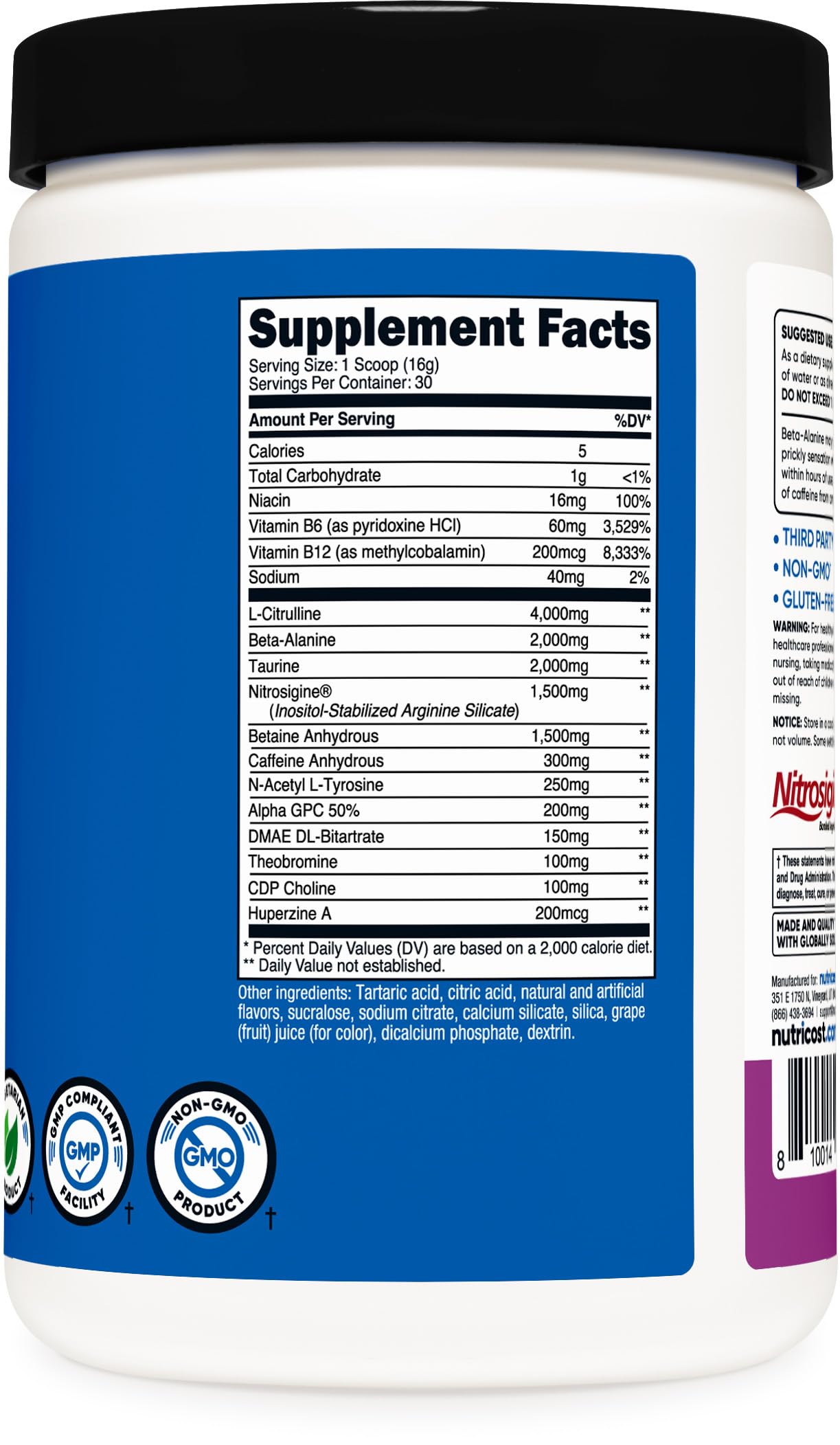 Foto 6 pulgar | Pre-workout Powder Nutricost Pre-x Grape 30 Porciones - Venta Internacional.
