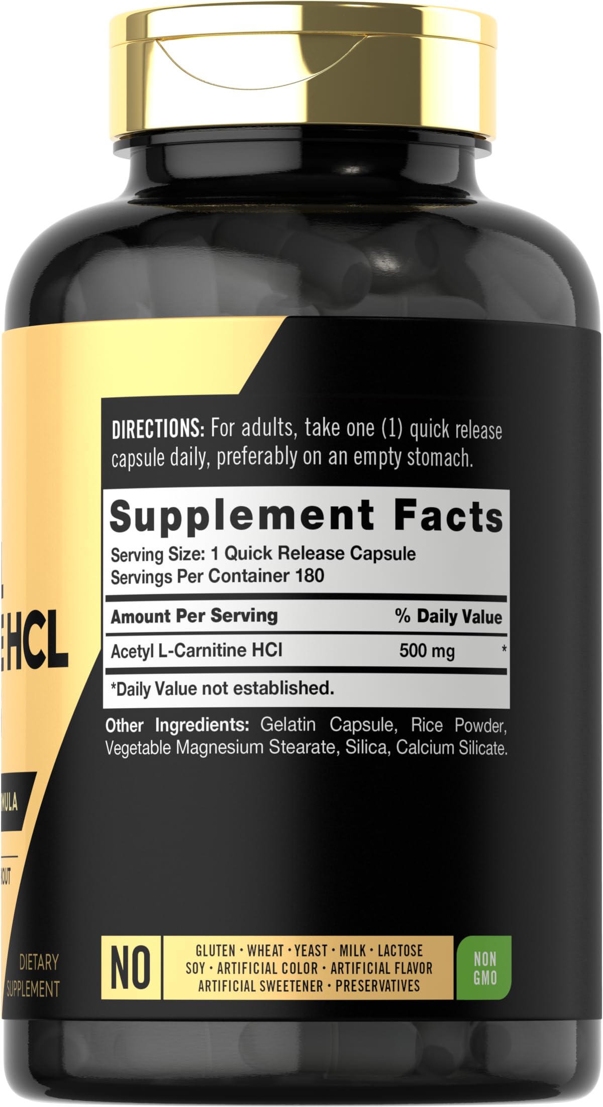 Foto 3 pulgar | Suplemento Carlyle Acetil L-carnitina Hcl 500 Mg 180 Cápsulas - Venta Internacional.