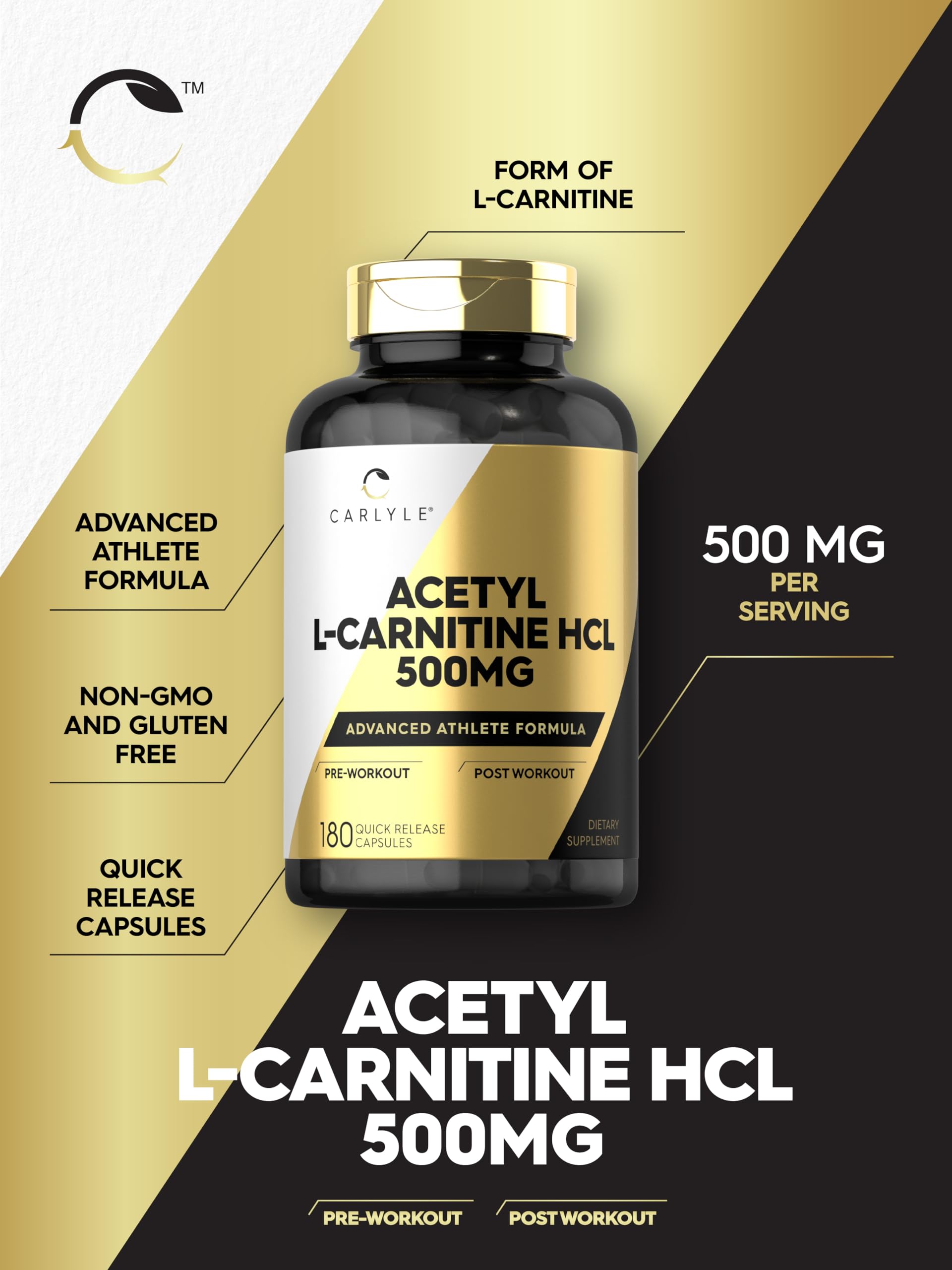 Foto 5 pulgar | Suplemento Carlyle Acetil L-carnitina Hcl 500 Mg 180 Cápsulas - Venta Internacional.