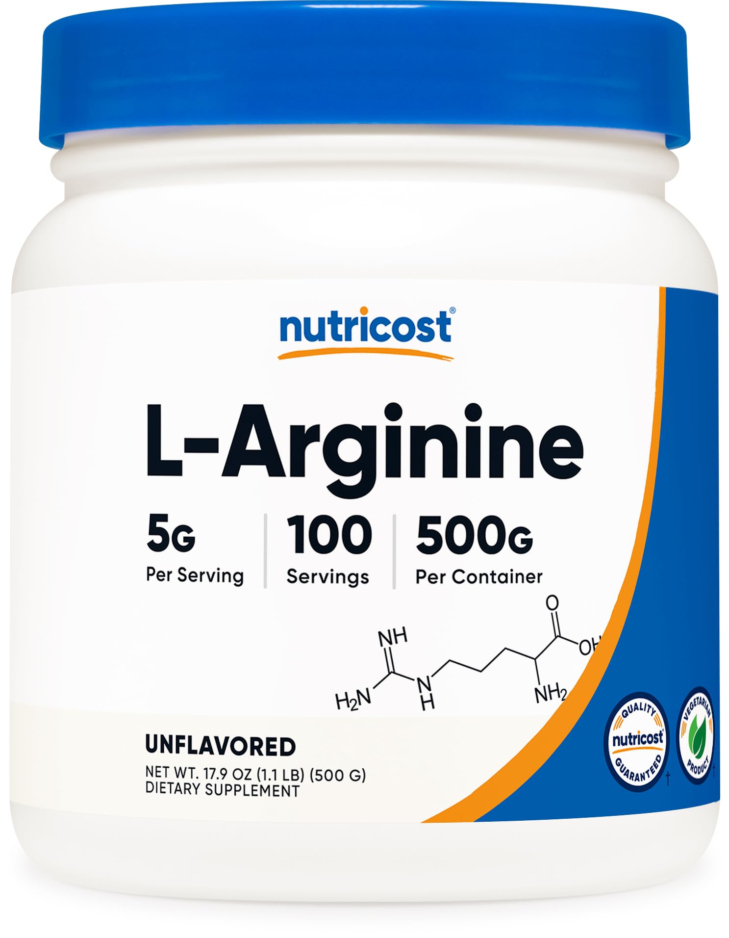 Foto 2 pulgar | Suplemento Nutricost L-arginina En Polvo, 500 G, 100 Porciones - Venta Internacional.