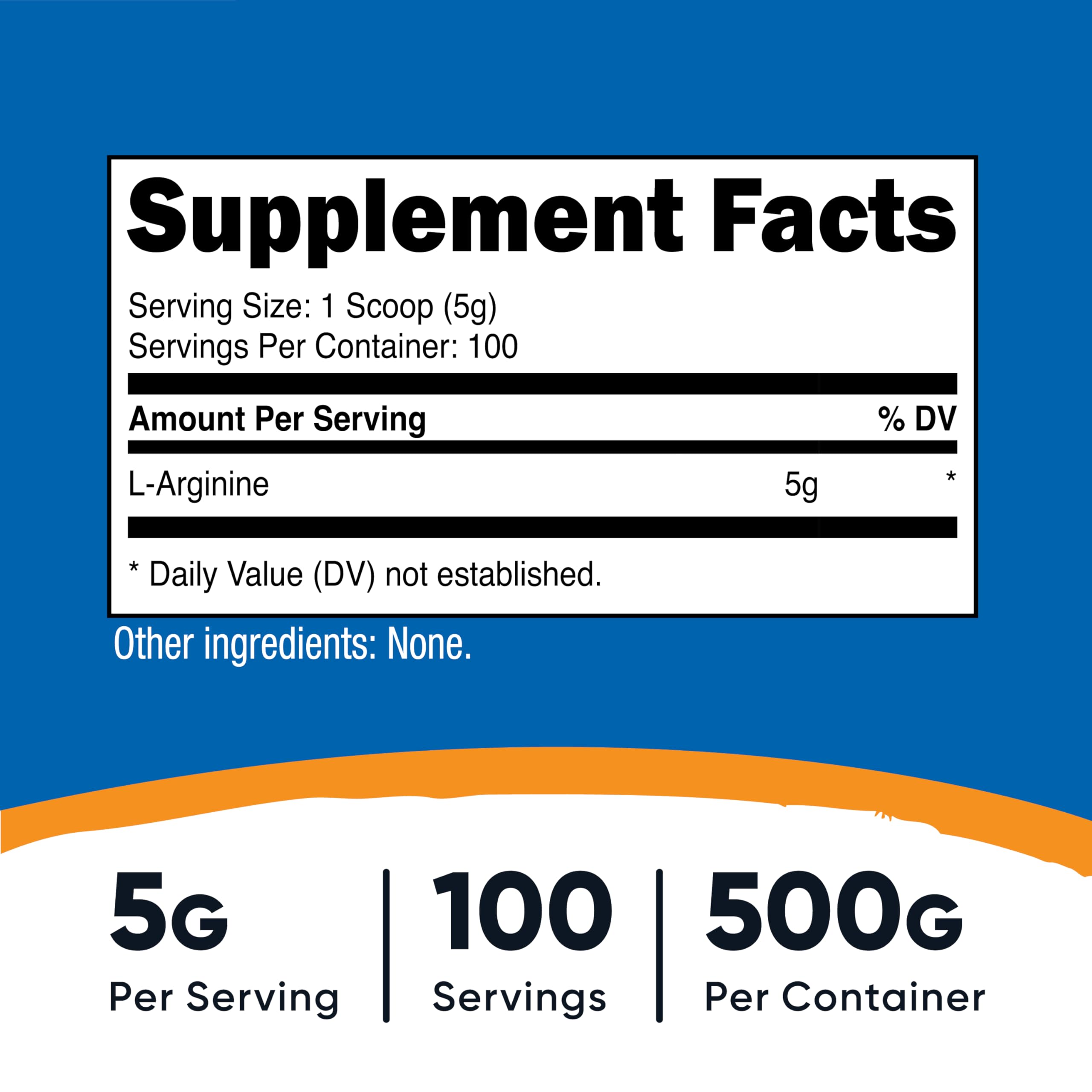 Foto 3 pulgar | Suplemento Nutricost L-arginina En Polvo, 500 G, 100 Porciones - Venta Internacional.