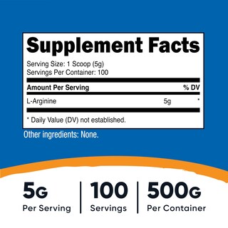 Foto 2 | Suplemento Nutricost L-arginina En Polvo, 500 G, 100 Porciones - Venta Internacional.