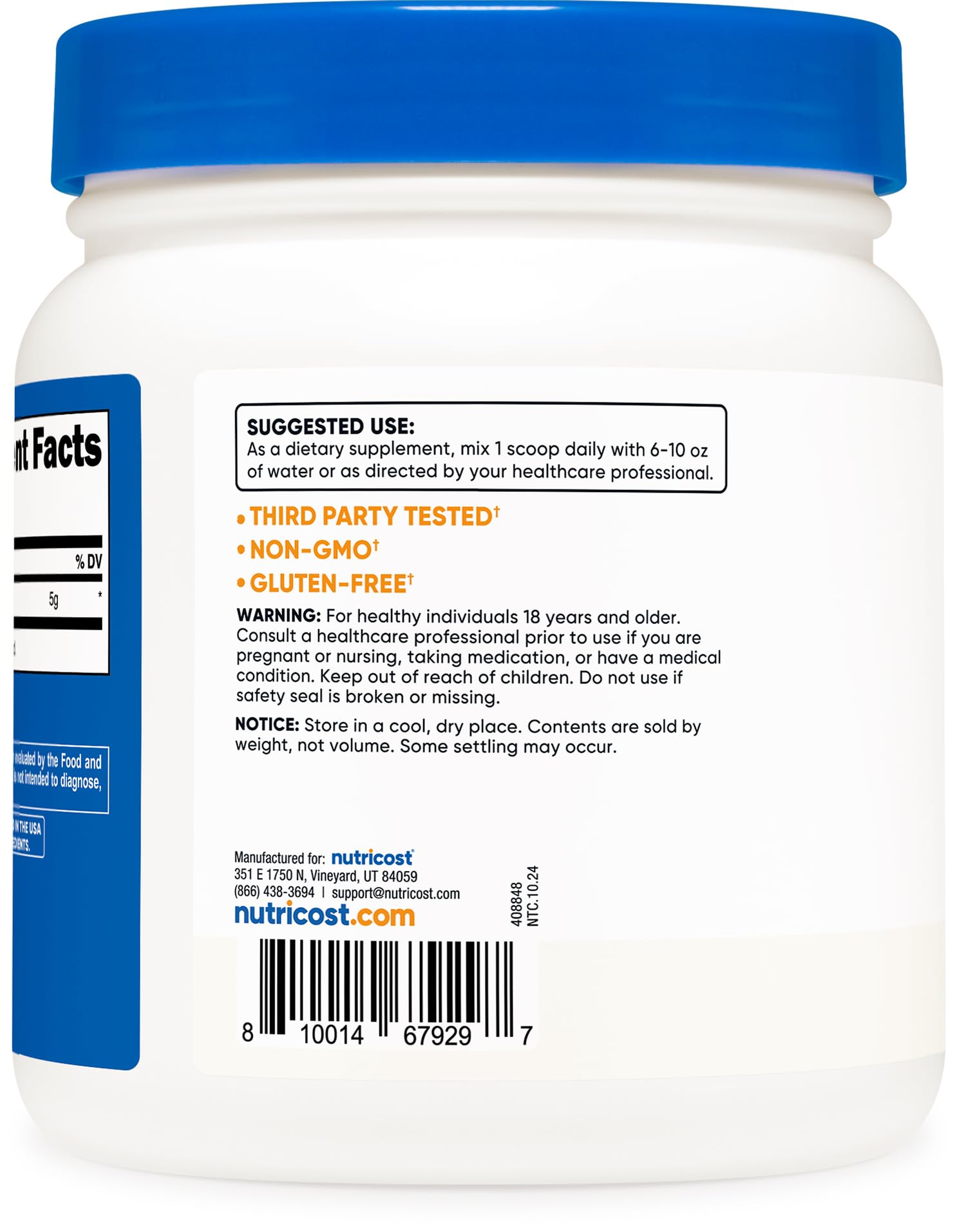 Foto 5 pulgar | Suplemento Nutricost L-arginina En Polvo, 500 G, 100 Porciones - Venta Internacional.